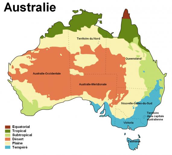 Climat australien, carte par Muad, Wikipedia