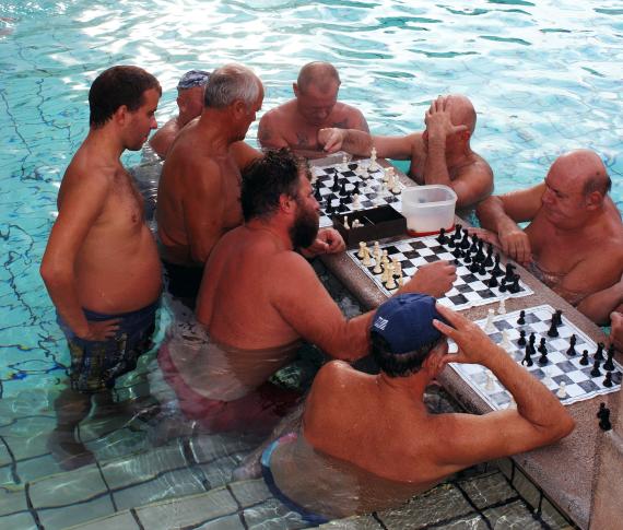 Joueurs d'échecs aux Bains Szechenyi