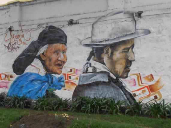 Peinture murale représentant 2 Otavaleños