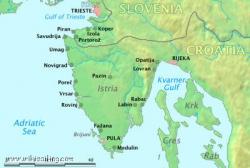 Carte de la région de l'Istrie